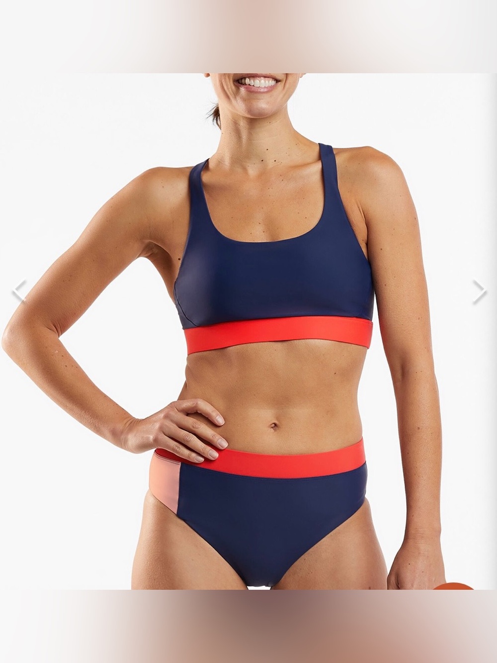 Title Nine Title 9 Tideturn High Waisted Bikini Bottom - NEW - Large Navy Blue - Picture 4 of 8